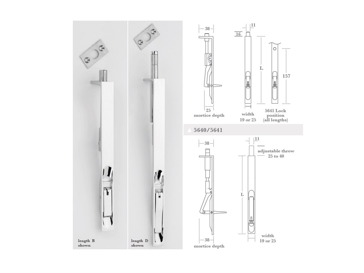 Дверной ригель Frank Allart 5640A19 полированный хром