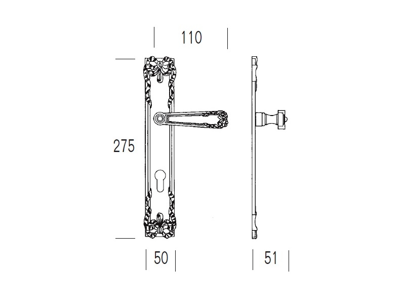 Дверная ручка на планке Salice Paolo DELHI 4311 из латуни