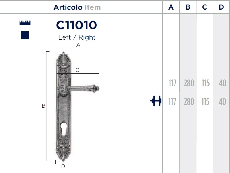 Дверная ручка на планке Enrico Cassina ELISA C11010