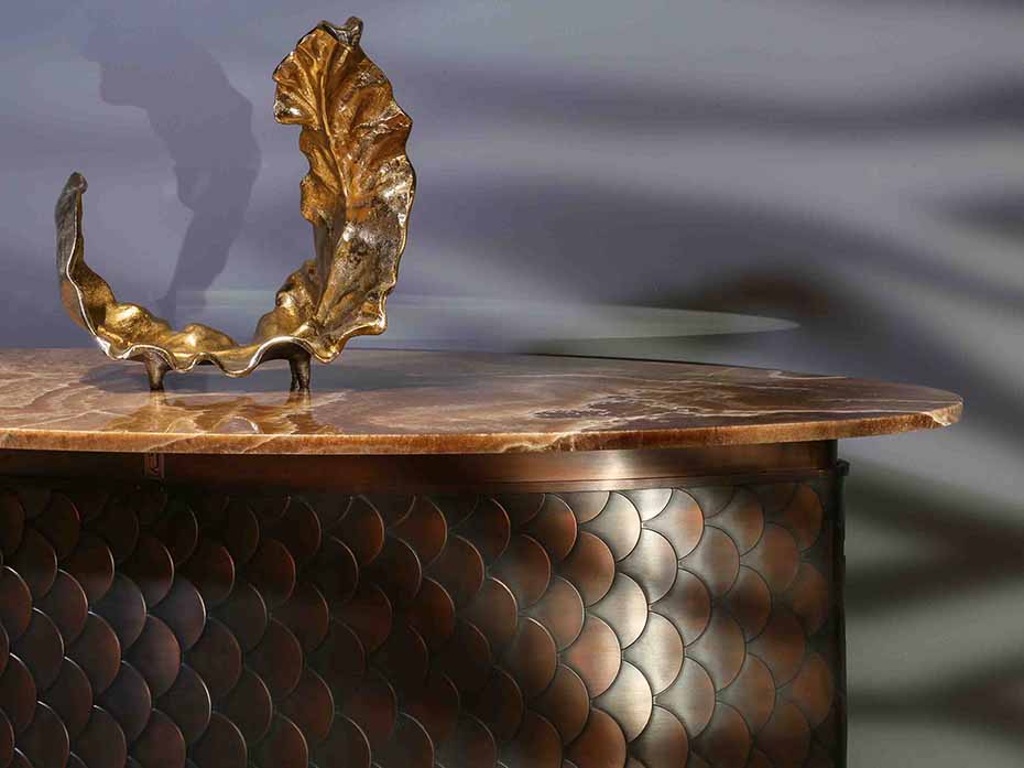 Консоль из латуни с ониксом Ar-Deco FG-200 медь