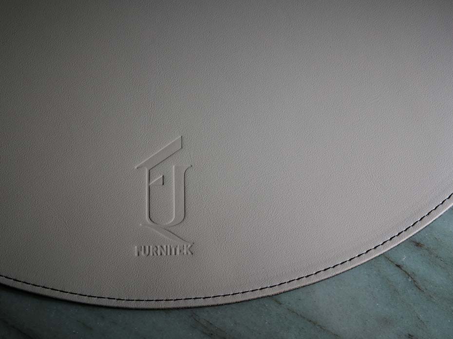 Сервировочная салфетка FURNITEK FG-03006 на стол из натуральной кожи и замши круглая 300мм