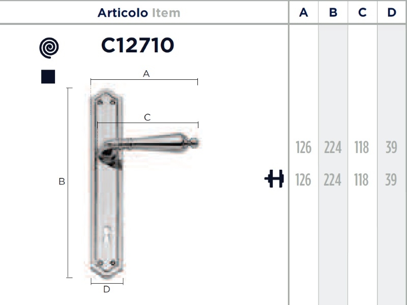 Дверная ручка на планке Enrico Cassina MENEN C12710 из латуни