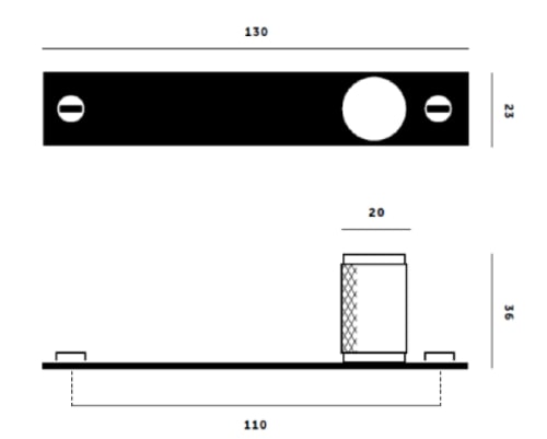 Мебельная ручка кнопка на планке Buster & Punch UK-KP-ST хром