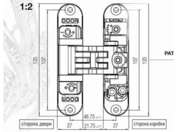 Дверная скрытая петля матовая Koblenz Kubika 2700 хром
