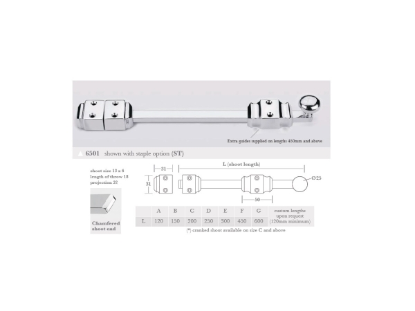 Шпингалет Frank Allart 6501C полированный хром