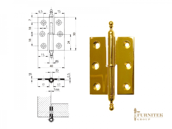 FS 651586 Эксклюзивная мебельная петля карточная золото 24к