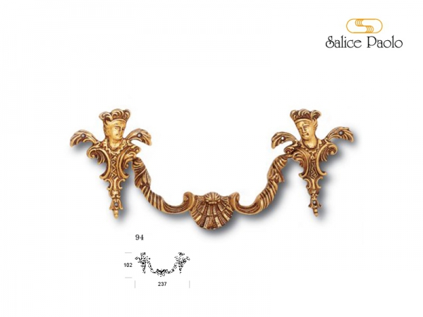 Мебельная ручка-скоба Salice Paolo 94 античная латунь