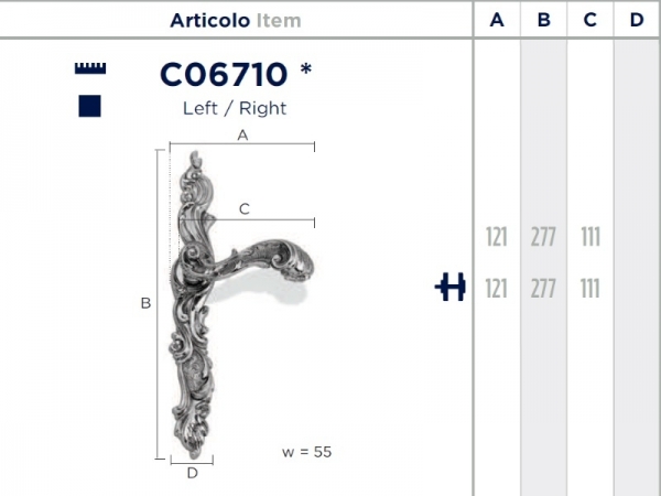Дверная ручка на планке Enrico Cassina ADELAIDE C06710