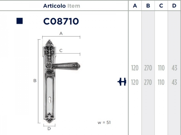 Дверная ручка на планке Enrico Cassina EUGENIE C08710