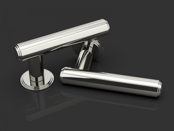 Дверная ручка на розетке Oliver Knights Ginglain полированный никель