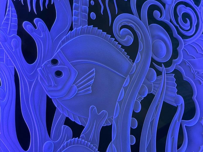 Картина со стеклом FURNITEK FG-303 в латунной раме с подсветкой